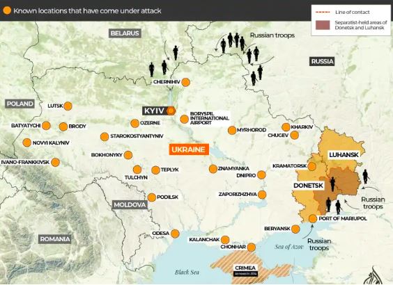 areas falling under Russia-Ukraine war